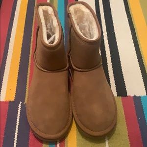Short chestnut boots.